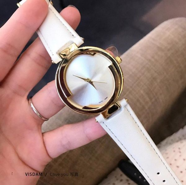 

fashion brand watches for women lady girl style leather strap quartz wrist watch g1007055339, Slivery;brown