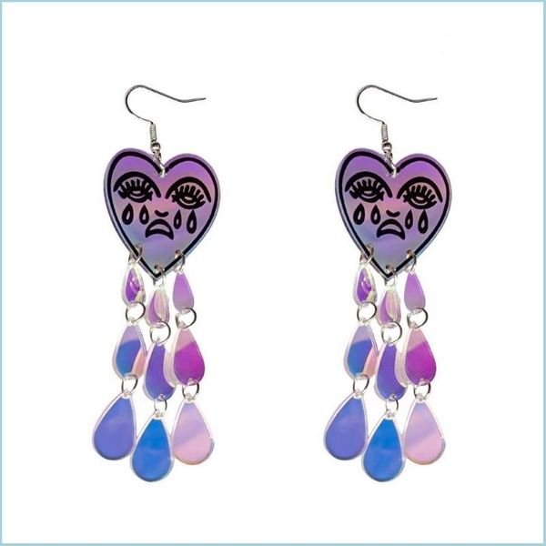 

dangle chandelier fashion jewelry tears heart acrylic dangle earrings for women cute eyedrop tassel accessories change color charm dhdop, Silver