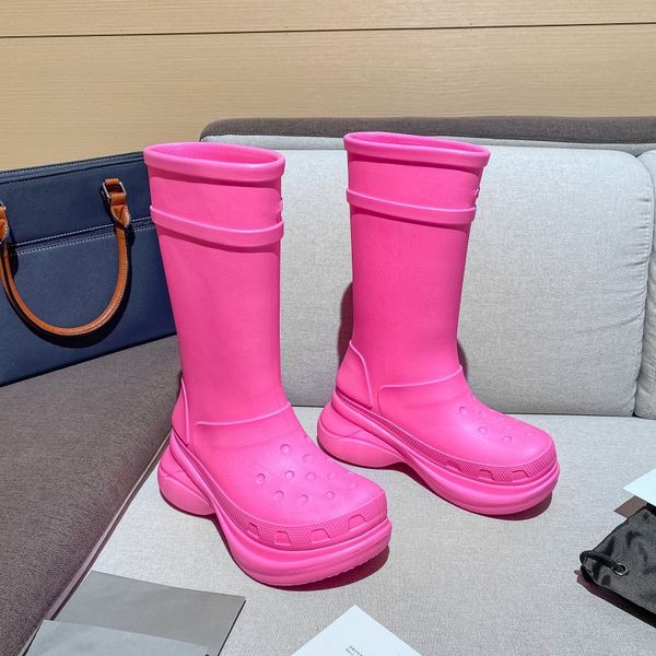 

women designer croc boot boots rain rubber winter rainboots platform ankle slip-on half pink black green focalistic cross outdoor luxury fas
