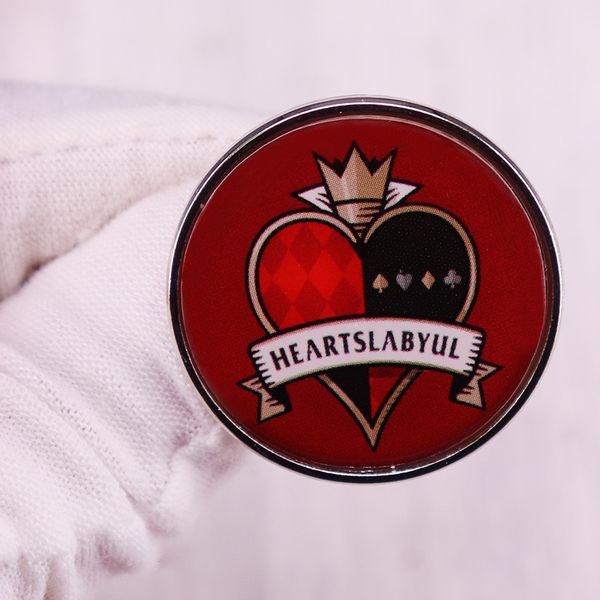 

heartslabyul logo brooch adventure game badge cute funny pins, Blue