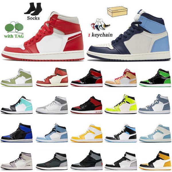 

with box 2023 jumpman 1 denim 1s og high basketball shoes offs women mens newstalgia chenille obsidian unc white chicago reimagined patent, Black