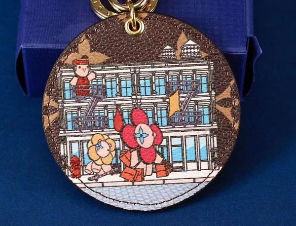 

2023 new european and american key chain round men and women's gold buckle, Silver