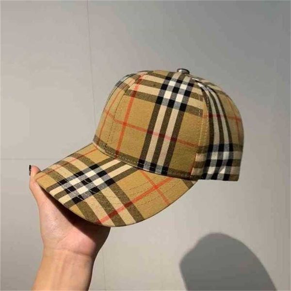 

ball hat designer caps burbrerys caps women's new tb embroidery letter classic lattice rainbow b baseball cap men's and women&#039, Blue;gray