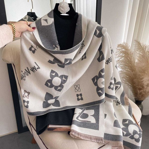 

autumn and winter 2022 shawl scarf dualuse women thickened cashmere style jacquard winter warm long scarf, Blue;gray