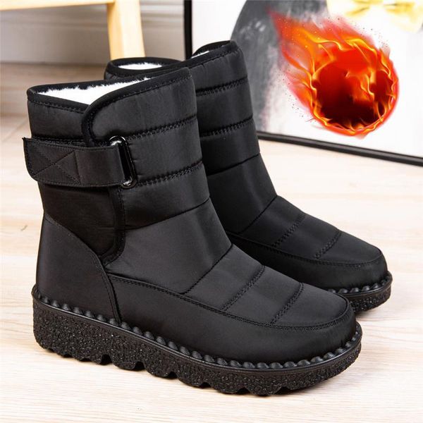

boots women non slip waterproof winter snow platform shoes for warm ankle cotton padded botas de mujer 221115, Black