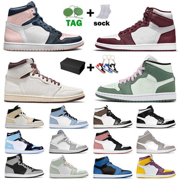 

jumpman 1 basketball shoes sports sneakers trainers bubble gum brotherhood mid carbon fiber linen dutch green designer og high 1s running jo, Black