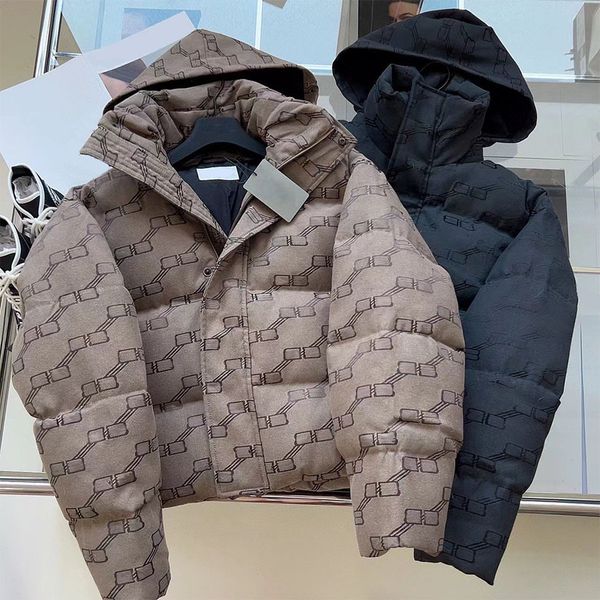 

womens jackets fashion parkas down coat 22aw classica hooded short style jacket windbreaker warm simple casual pockets outwear coat, Black