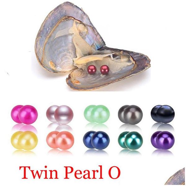 

pearl wholesale freshwater akoya oyster with twins pearls mixed 25 colors circle natural pearl in vacuum package for jew dh1qo, White