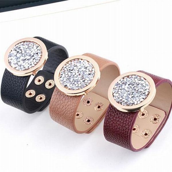 

bangle bracelet designed jewerly retro belt-style bracelets with a wide range of personality, Black