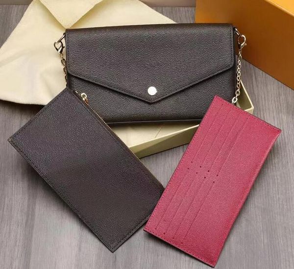 

5a designer 3pcs/set women shoulder bag messenger bags gold chain strap cross body handbag ladies flap purse clutch purse