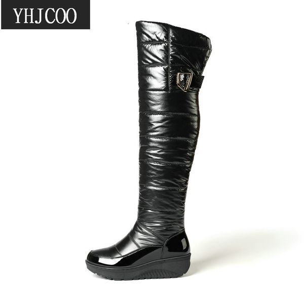 

boots women fashion warm winter over the knee insulated snow woman's black comfort platform long shoes 44 221115