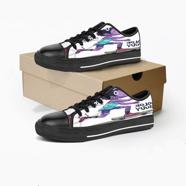 

men women diy custom shoes low canvas skateboard sneakers triple black customization uv printing sports sneakers danta 143-1