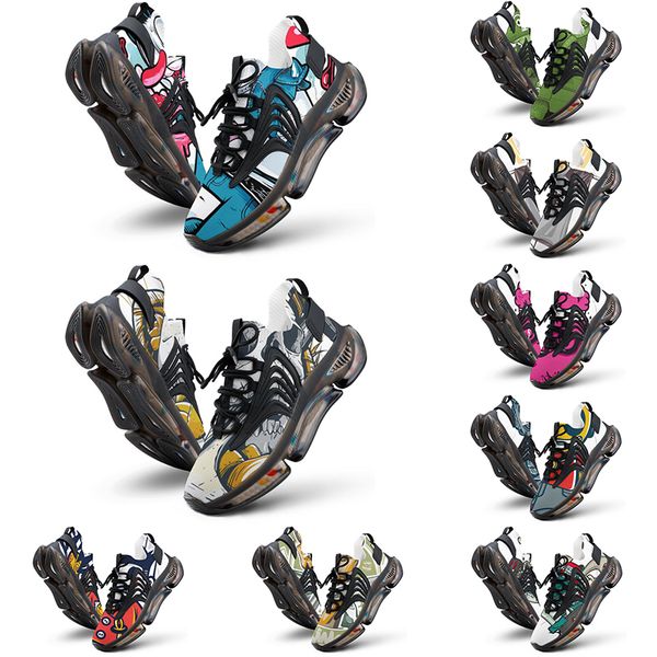 

elastic running shoes custom shoes men women diy white black green yellow red blue mens trainer outdoor sneakers size 38-46 color54