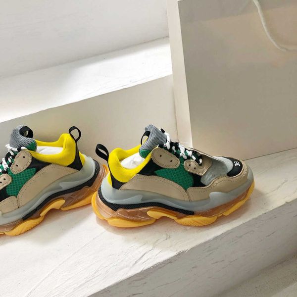 

shoes triple s casual designer mens womens platform trainers sneakers black white blue red green yellow bred navy, White;red