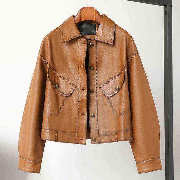 

lady fashion black vegetable leatherette jackets women sheep coat vintage motorcycle jacket spring autumn streetwear cl4019 j220727