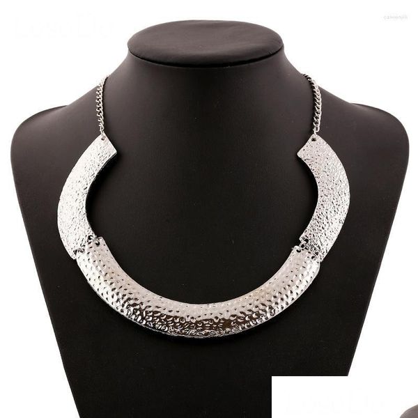 

pendant necklaces pendant necklaces losodo 2022european and american fashion simple metal texture personality stitching necklace col dhqj7, Silver