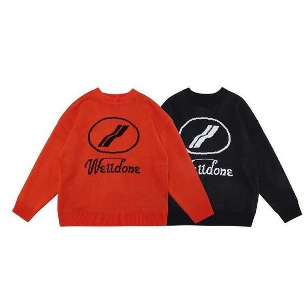 

we11d knitwear designer fashion street fashion brand multi-functional loose loose crew-neck knitwear for men and women new thick, White;black