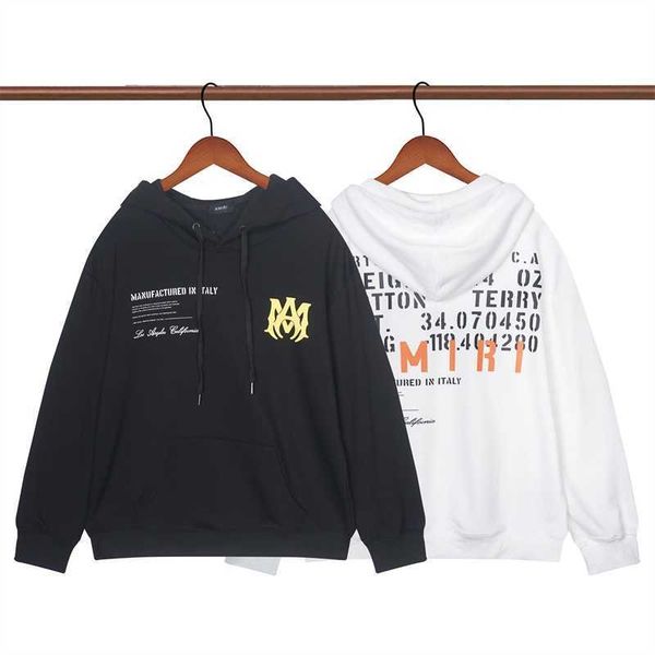 

men hoody fashion amri hoodie designer cotton ready stock autumn winter letter round neck long-sleeved pullover hooded sweater casual sweat, Black