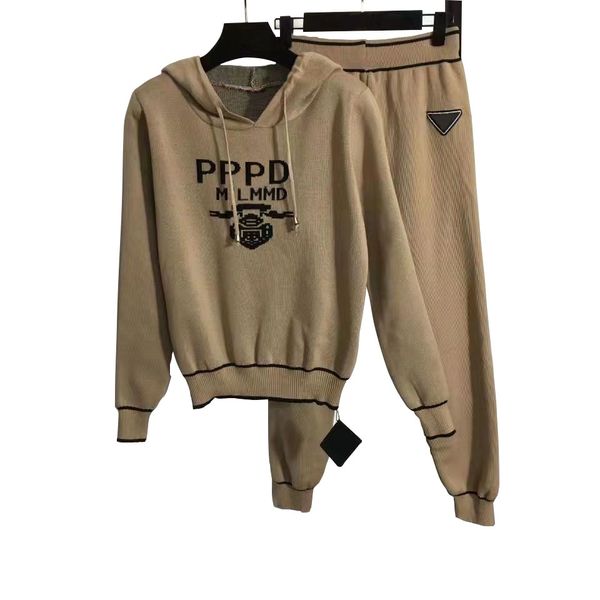 

women tracksuits womens two piece pants set woman tracksuit sportswear designer embroidery tracksuits longsleeved casual womens jacquard kni, Gray