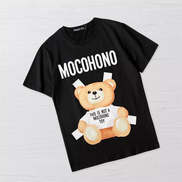 

men women t-shirts bear cartoon graphic t shirt summer animal print o-neck tee casual kawaii short sleeve clothes257d, White;black