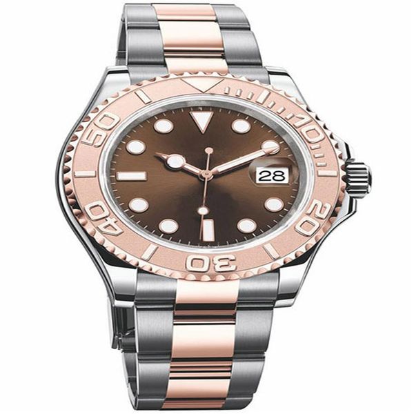 

40mm men's automatic mechanical watch mens watches men stainless steel folding buckle sport waterproof business 192c, Slivery;brown