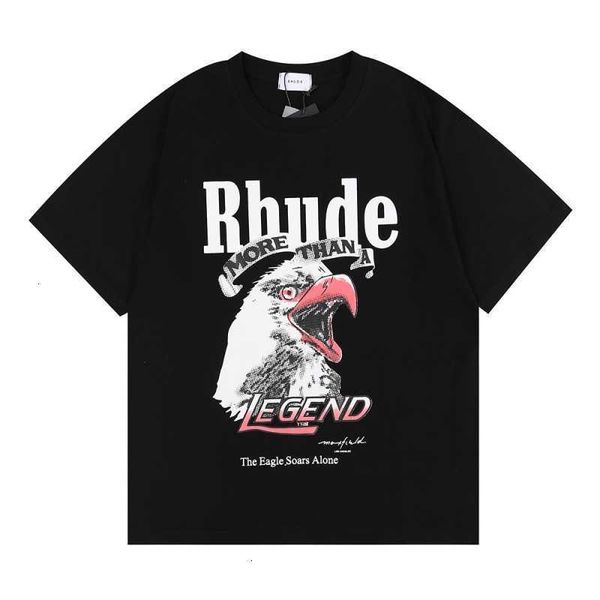 

mens t shirt eagle print doodle high street cotton tees men women casual rhude t-shirt streetwear, White;black