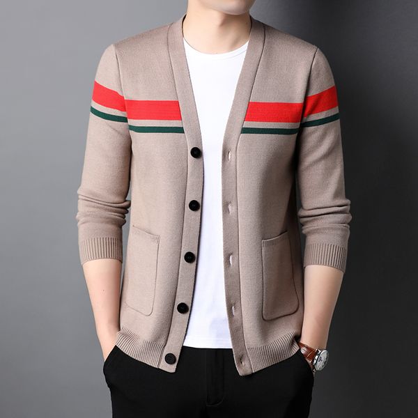 

men's sweaters cardigan men fashion mens knitted cardigan casual sweater coat knit jacket brand mens clothing 221114, White;black