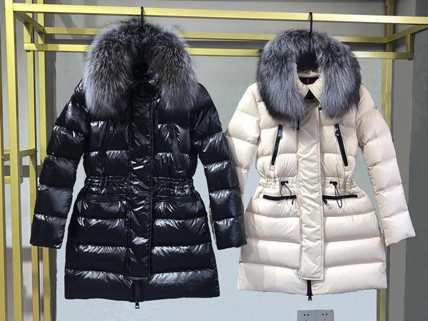 

women's winter jackets white duck down jacket woman long puffer coat thick warm women real wolf fur collar coats hooded waterproof park, Black