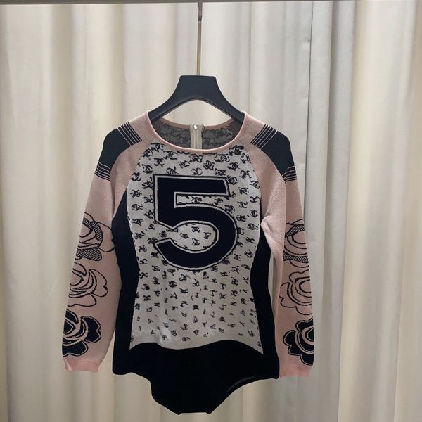 

2022 women's jumpsuits new fashion luxury women's long sleeve o-neck knit pullover women embroidery elegant casual zipper bodysuit, Black;white