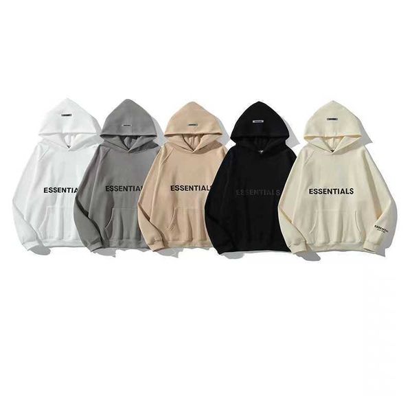 

designer hoodie warm essentials hooded hoodies sweater suit mens womens fashion streetwear pullover fear god double line fashion brand loose, Black