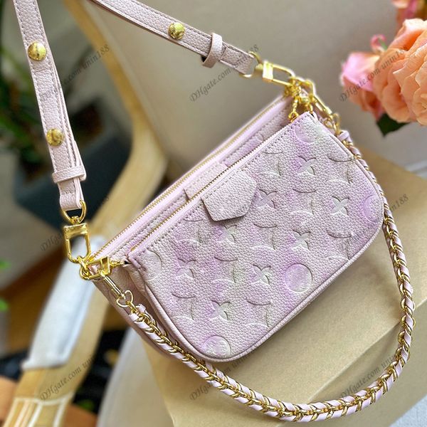

22fw women luxurys designers bags 2 in 1 multi pochette accessoires handbag inkjet flower bag genuine leather messenger ladies travel gold h