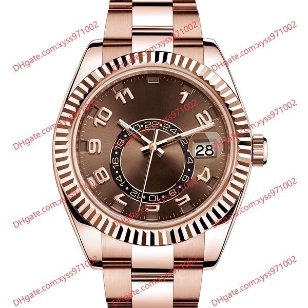 

highquality men's watch 2813 sports automaton 326935 watches 42mm chocolate dial rose gold stainless steel strap sapphire glass 326938, Slivery;brown