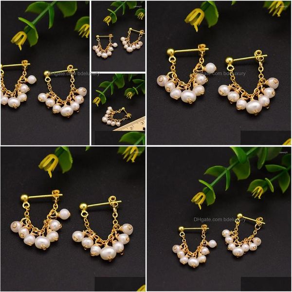 

dangle chandelier dangle earrings natural freshwater pearl gold color for women party handmade fine wedding gift jewelry accessori dhgqa, Silver