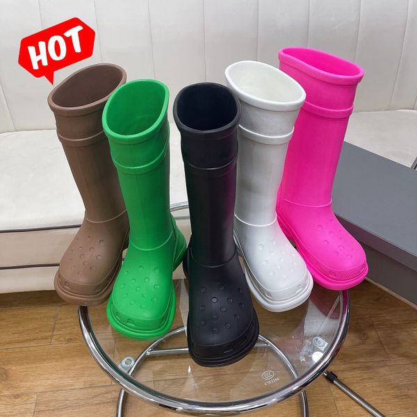 

rubber 100% eva fashion solid colors rain boots jointly brands collaboration produced rainboots mens womens boot embossed logo debossed at f, Black