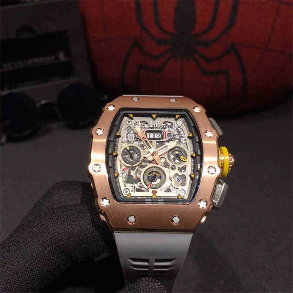 

fully luxury mens mechanics watch s richa men automatic mechanical movement 40x50x16mm blue light mirror unique hollowed out literal l, Slivery;black