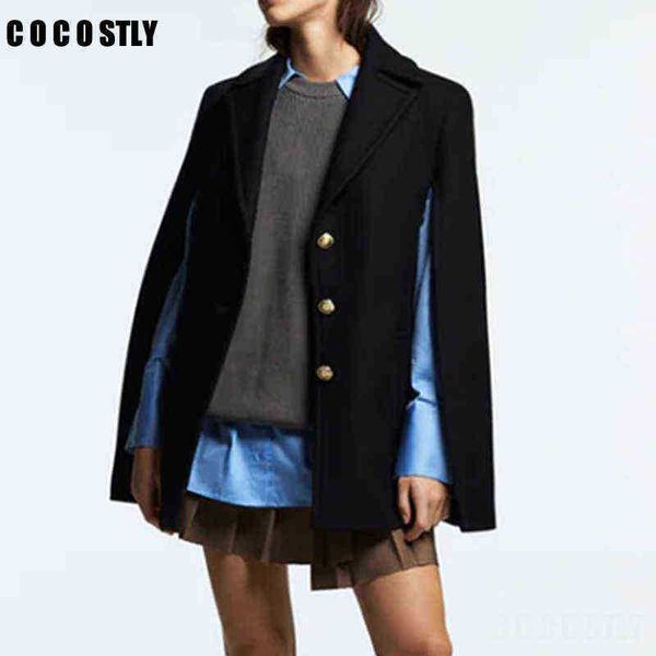 

new 2022 autumn winter women fashion wool coat jacket casual chic button sleeveless blazer ladies outfit female j220727, Black
