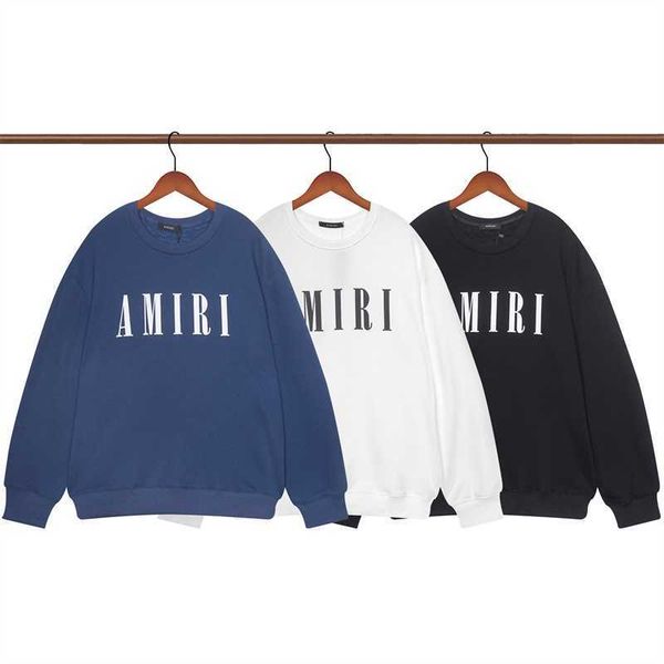 

men hoody fashion amri hoodie designer cotton ready stock autumn winter classic letter round neck long-sleeved pullover sweater casual swea, Black
