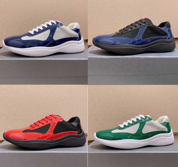 

men sneakers flat shoes sneakers casual trainers runner shoe blue black patent leather mesh lace-up outdoor men america 's cup xl with