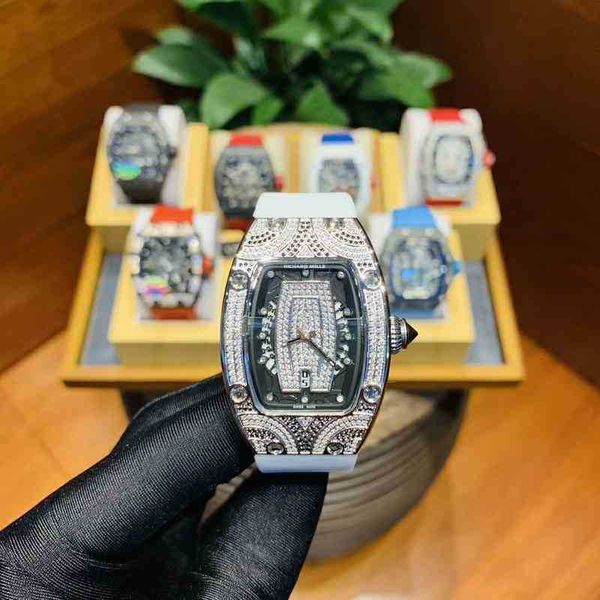 

richa mechanical watch wine barrel luxury rm07 mens 01 automatic full drill case tape women s leisure limit es men brand, Slivery;black