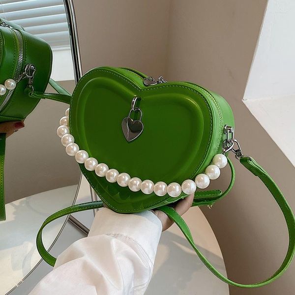 

heart-shaped women's bag fashion pearl portable small square chain western style one-shoulder messenger