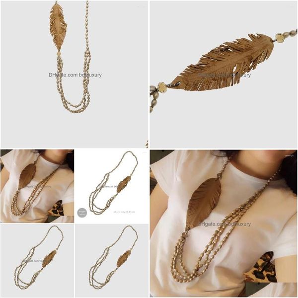 

pendant necklaces pendant necklaces amorita boutique minimalist brown leaf drop delivery jewelry pendants dhybv, Silver