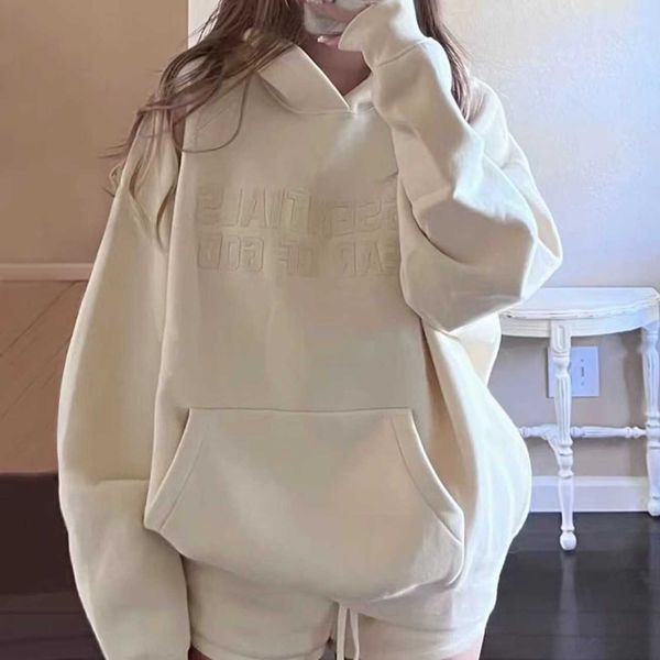 

designer mens womens hoodie essentialss sweatshirts winter sweaters flocked letter hoodie women's 22 autumn winter warm loose casual, Black