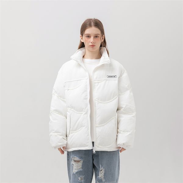 

splicing solid cotton couple jacket towel embroidery high street autumn winter warm coats windproof fashion cotton jackets my93, Black;brown