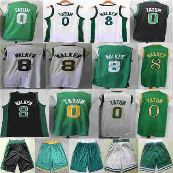 

2021 new jayson kemba 8 walker 0 tatum city basketball jersey shorts black green ncaa white, Black;red