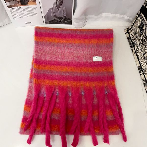

wool scarf winter scarves women warm stripes design shawl long neck casual for man 5 color, Blue;gray