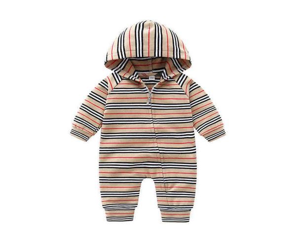 

designer kid clothes newborn baby boy girl romper 2021 autumn long sleeves hoodie stripe jumpsuits infant toddler clothes spring g9417110, Blue