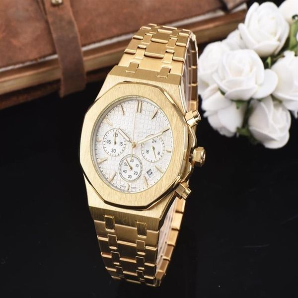 

in 2021 all the dial work crime watch watch set auger steel band quartz watch232b, Slivery;brown