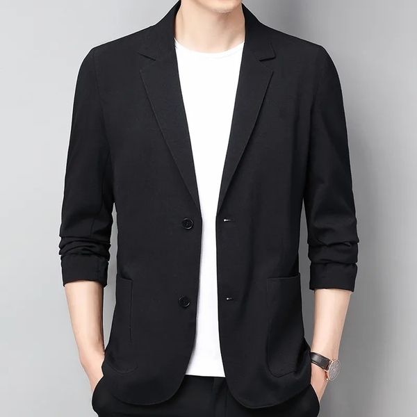 

men's suits blazers black cotton linen suit jacket spring summer loose gray male long sleeve business coat casual luxury man blazer 221, White;black
