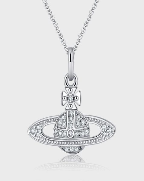 

vivian s925 silver pendant necklace saturn pin zircon clavicle chain ladies fashion jewelry8790428
