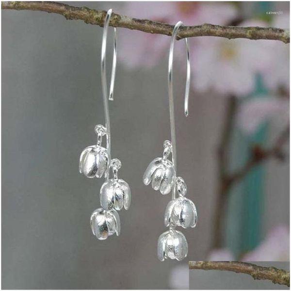 

dangle chandelier dangle earrings vintage sier color hyacinth flower shape temperament women wedding earring party accessories jew dh5xm, Silver